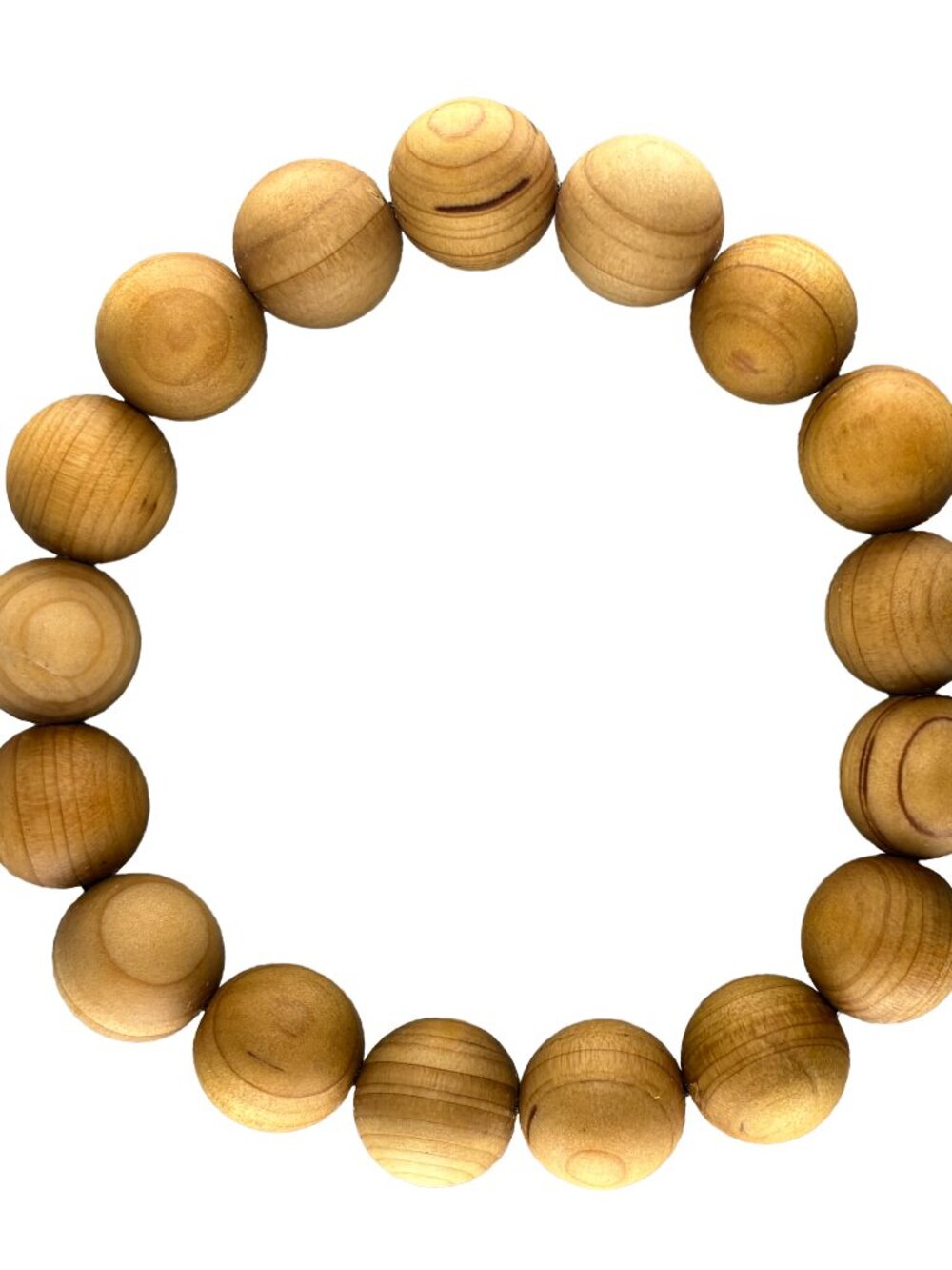 Natural Qiba Cliff Cypress Wood Bead Bracelet 12mmx17 Meditation Prayer 11.51g